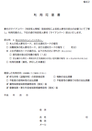 利用同意書